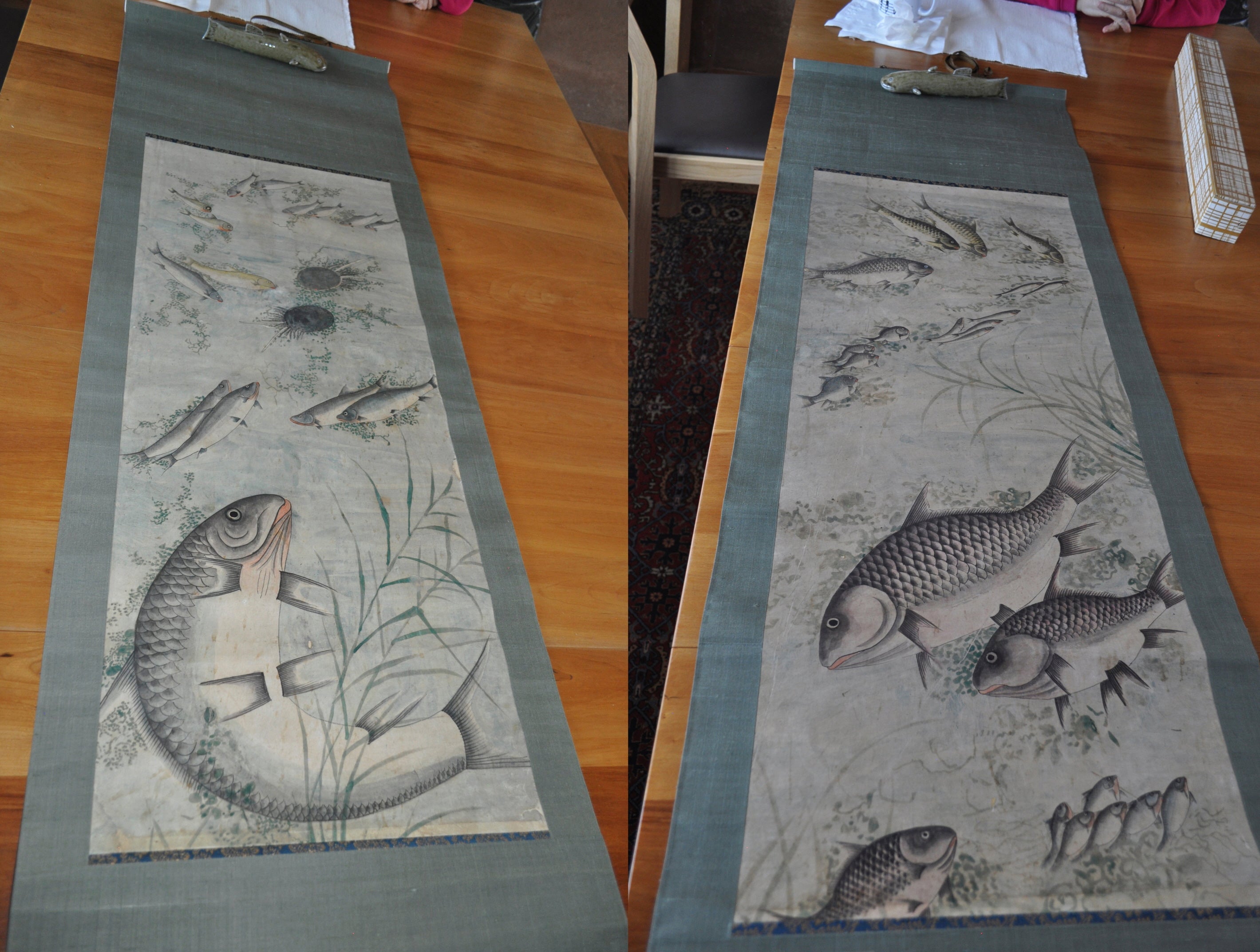 Fish (Left and right scroll from a diptych)