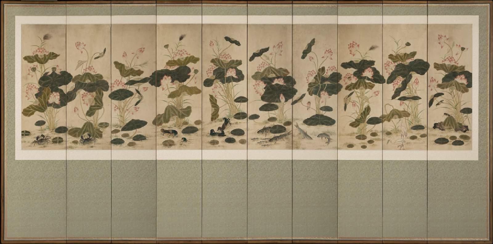 Screen with lotus flowers