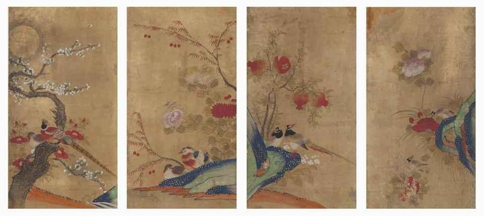 4 Works: Birds and flowers
