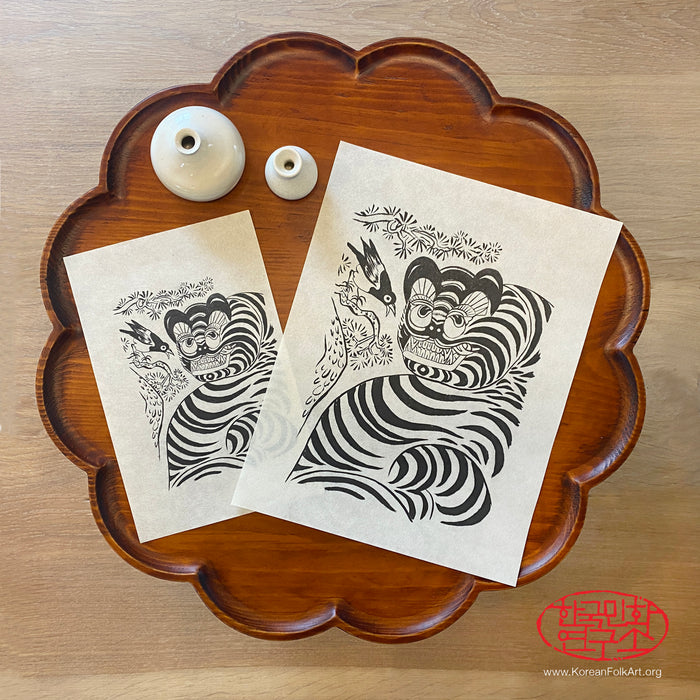 Korean Tiger and Magpie Minhwa Drawing